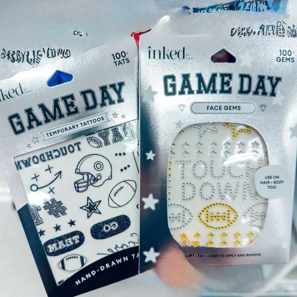 2 Packs of “Game Day" temporary body art products by the brand Inked by Dani.